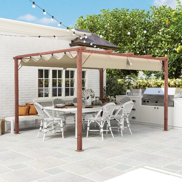 VivaGarden Pergola da Esterno 3,82x3x2,32 cm in Poliestere/Alluminio colore Legno