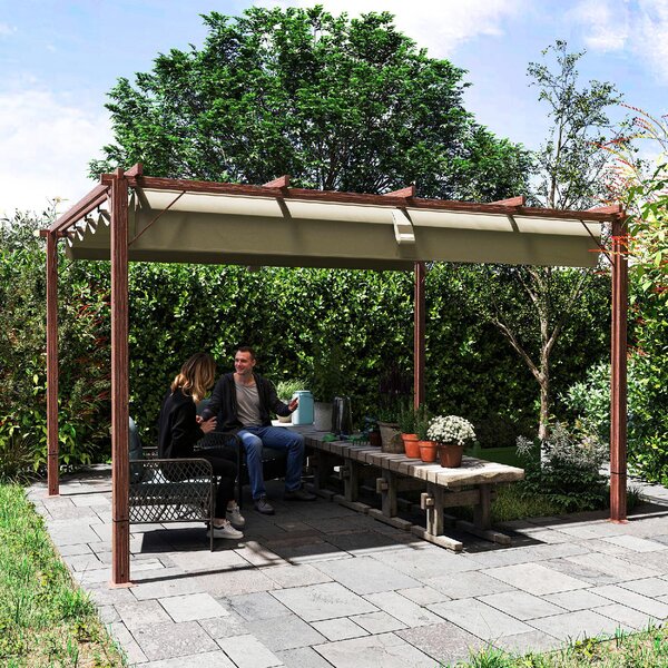 VivaGarden Pergola da Esterno 3,82x3x2,32 cm in Poliestere/Alluminio colore Legno