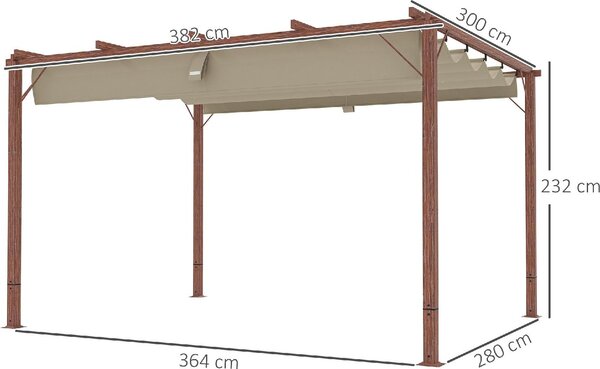 VivaGarden Pergola da Esterno 3,82x3x2,32 cm in Poliestere/Alluminio colore Legno