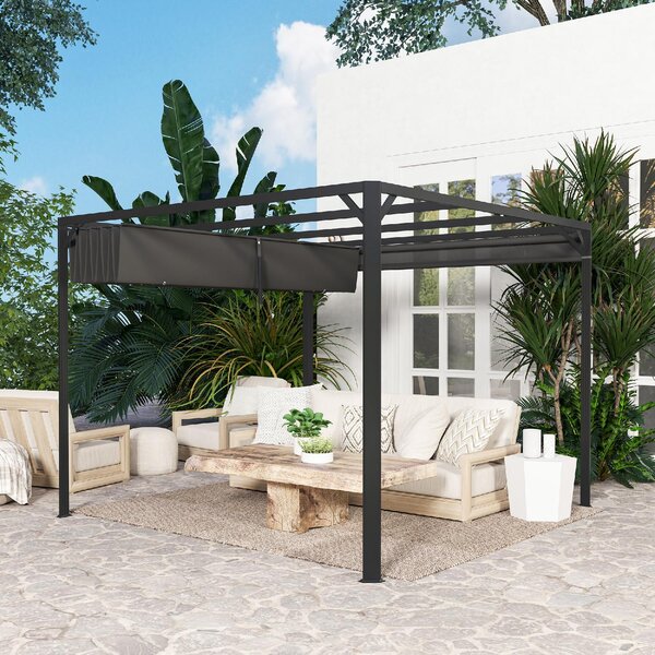 VivaGarden Pergola da Esterno 3x3 m in Acciaio/Poliestere colore Grigio Scuro