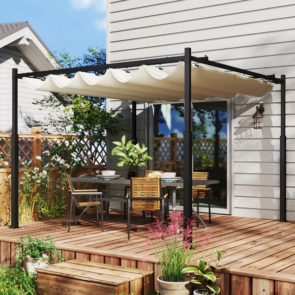 VivaGarden Pergola da Esterno 3x3 m in Metallo/Poliestere colore Bianco Crema