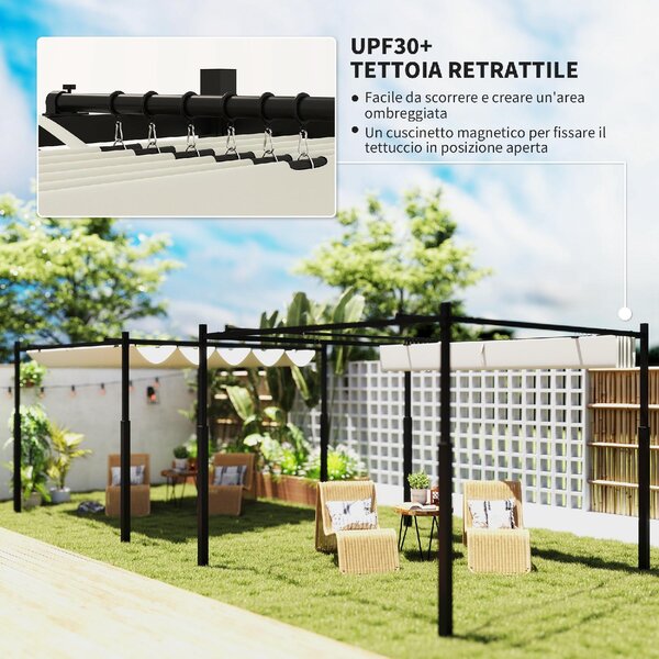 VivaGarden Pergola da Esterno 3x3 m in Metallo/Poliestere colore Bianco Crema