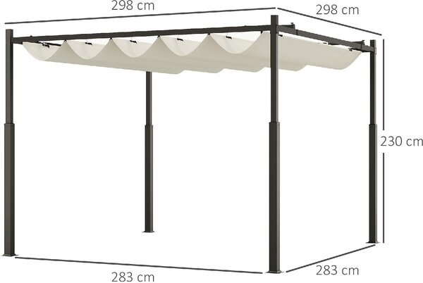 VivaGarden Pergola da Esterno 3x3 m in Metallo/Poliestere colore Bianco Crema