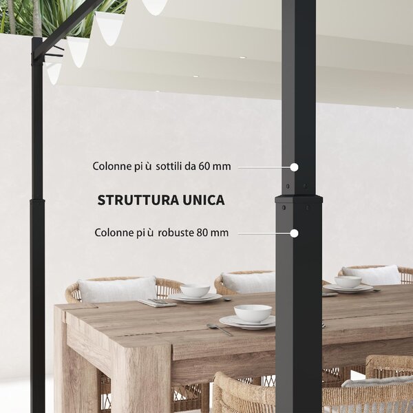 VivaGarden Pergola da Esterno 3x3 m in Metallo/Poliestere colore Bianco Crema