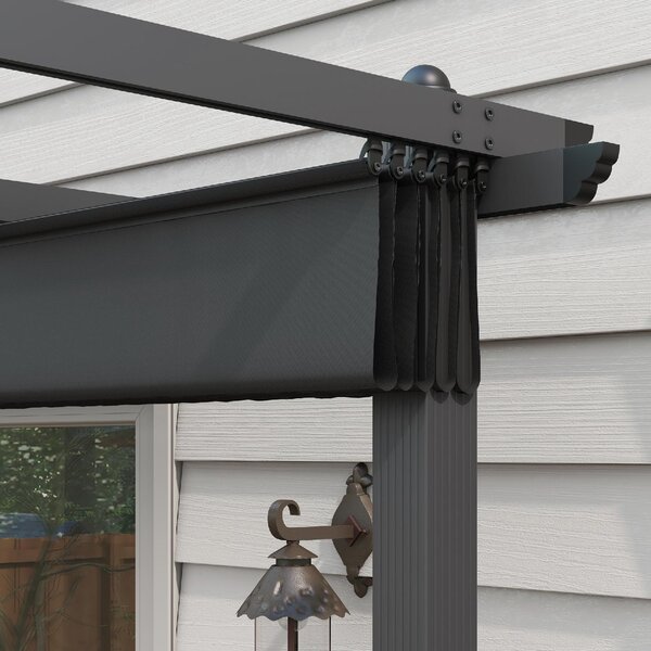 VivaGarden Pergola da Esterno 4x3 m in Metallo e Poliestere colore Grigio Scuro