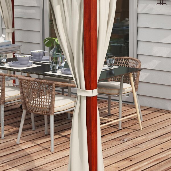 VivaGarden Pergola da Esterno in Alluminio 3,45x3x2,15-2,55 mt con Tende Laterali colore Crema