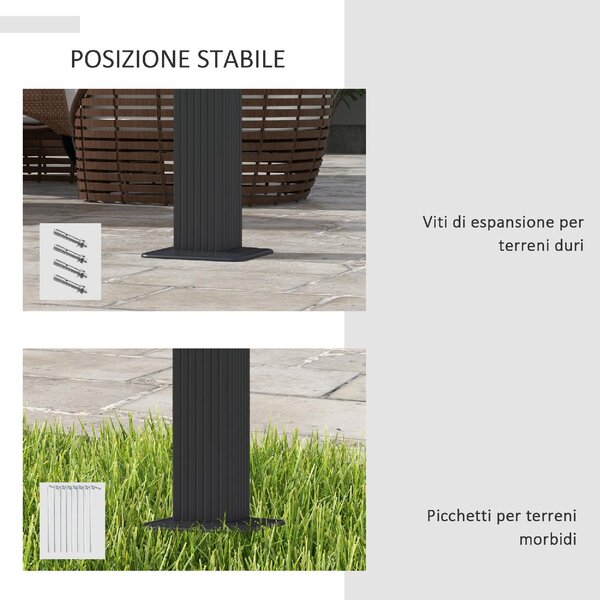 VivaGarden Pergola da Esterno 4x3 m in Metallo e Poliestere colore Grigio Scuro