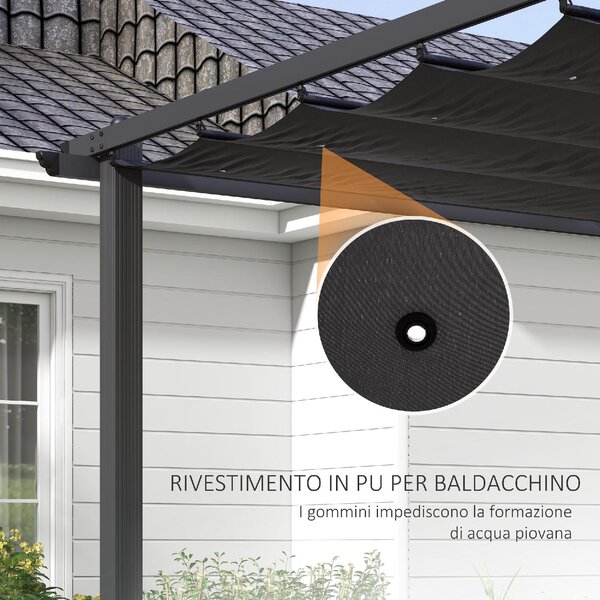 VivaGarden Pergola da Esterno 4x3 m in Metallo e Poliestere colore Grigio Scuro