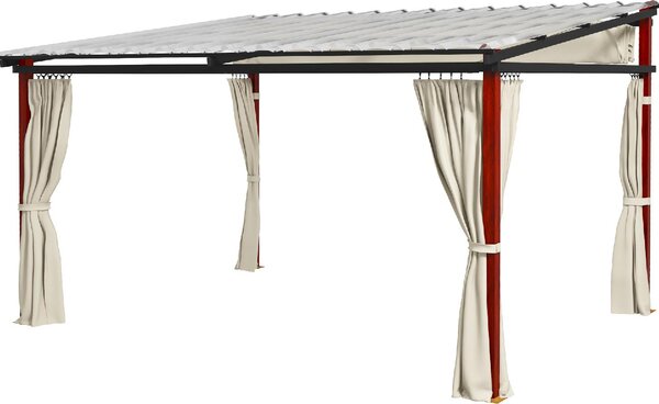 VivaGarden Pergola da Esterno in Alluminio 3,45x3x2,15-2,55 mt con Tende Laterali colore Crema