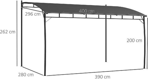 VivaGarden Pergola da Esterno in Metallo/Poliestere 4x3x2/2,62 cm colore Grigio Scuro