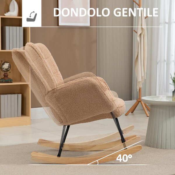 DecHome Poltrona a Dondolo Stile Scandinavo in Tessuto Boucl 71x98x101 cm colore Marrone
