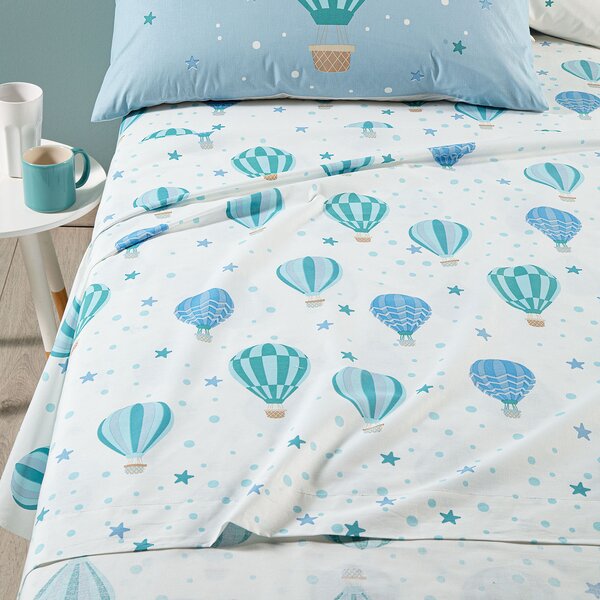 Completo Lenzuola In Cotone Star Singolo Caleffi Kids Ragazza Cielo Caleffi