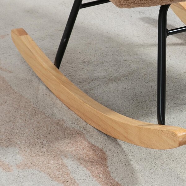 DecHome Poltrona a Dondolo Stile Scandinavo in Tessuto Boucl 71x98x101 cm colore Marrone