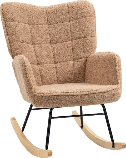 DecHome Poltrona a Dondolo Stile Scandinavo in Tessuto Boucl 71x98x101 cm colore Marrone