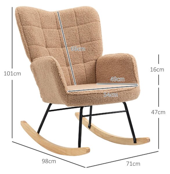 DecHome Poltrona a Dondolo Stile Scandinavo in Tessuto Boucl 71x98x101 cm colore Marrone