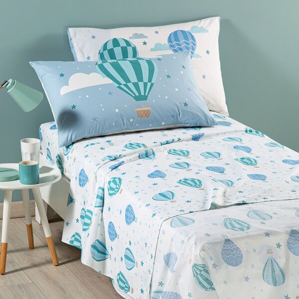 Completo Lenzuola In Cotone Star Singolo Caleffi Kids Ragazza Cielo Caleffi