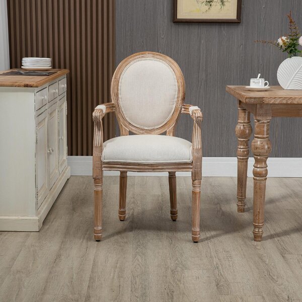 DecHome Poltrona Classica in Tessuto Dimensioni 56x54x96 cm colore Bianco Crema