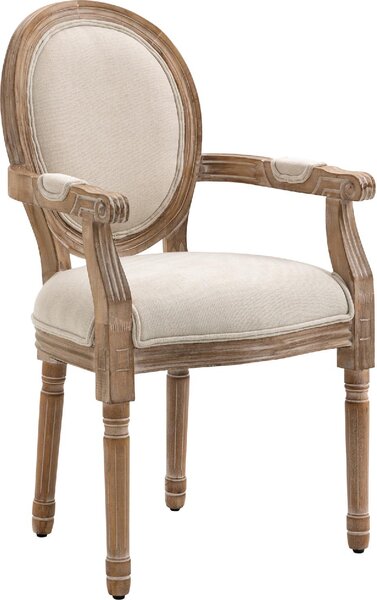 DecHome Poltrona Classica in Tessuto Dimensioni 56x54x96 cm colore Bianco Crema
