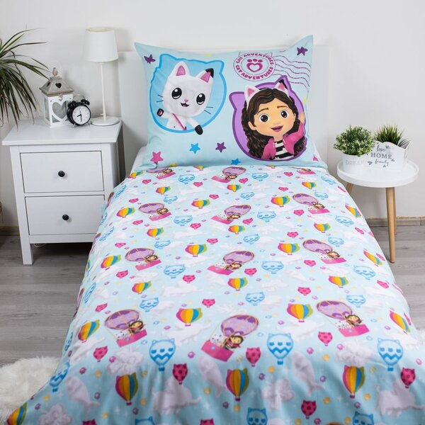 Biancheria da letto per bambini in cotone per letto singolo 140x200 cm Gabby's Dollhouse "Balloon" - Jerry Fabrics