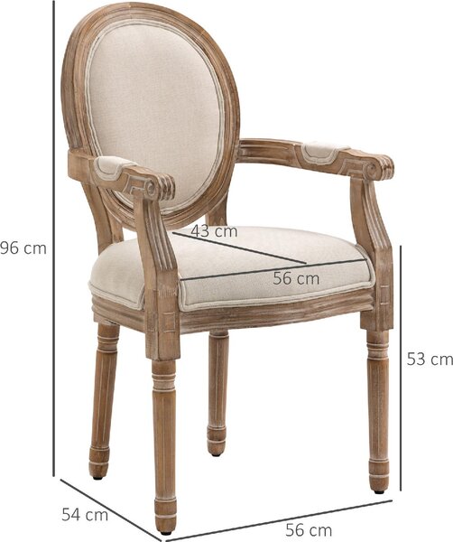 DecHome Poltrona Classica in Tessuto Dimensioni 56x54x96 cm colore Bianco Crema