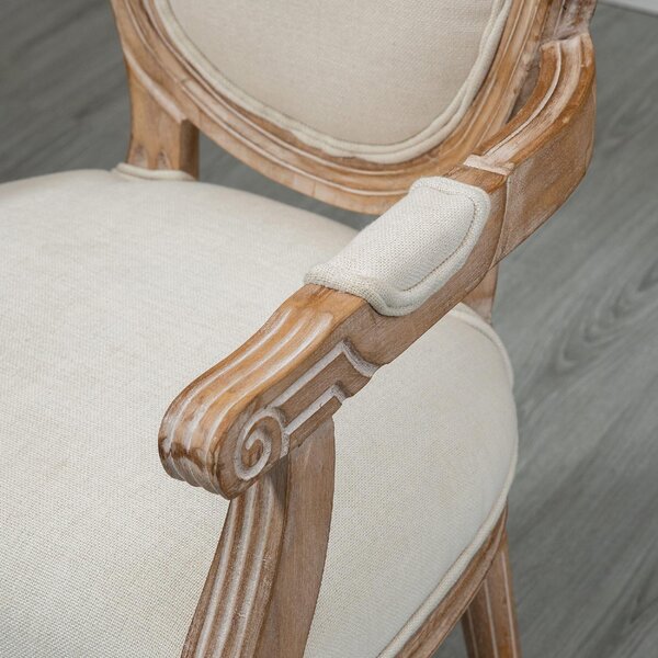 DecHome Poltrona Classica in Tessuto Dimensioni 56x54x96 cm colore Bianco Crema