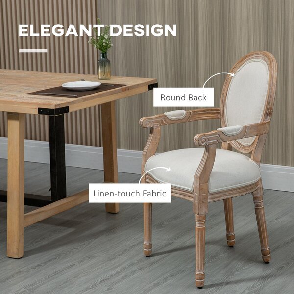DecHome Poltrona Classica in Tessuto Dimensioni 56x54x96 cm colore Bianco Crema