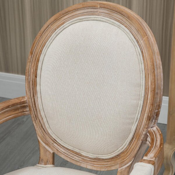 DecHome Poltrona Classica in Tessuto Dimensioni 56x54x96 cm colore Bianco Crema