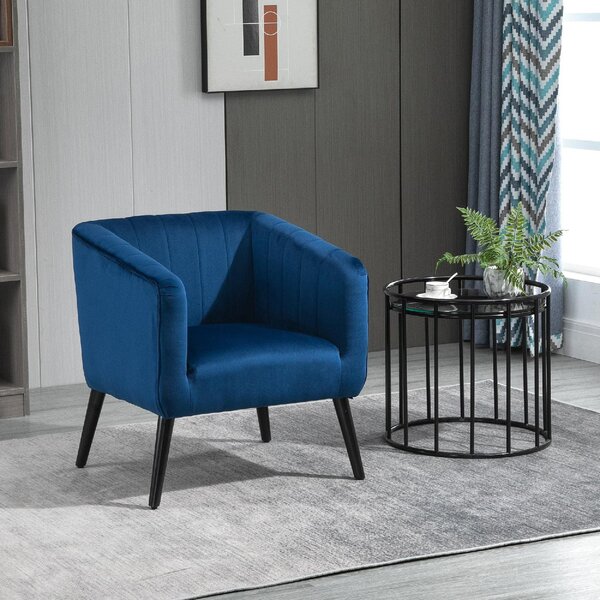 DecHome Poltrona Stile Scandinavo in Tessuto Velluto Dimensioni 71x49x94 cm colore Blu