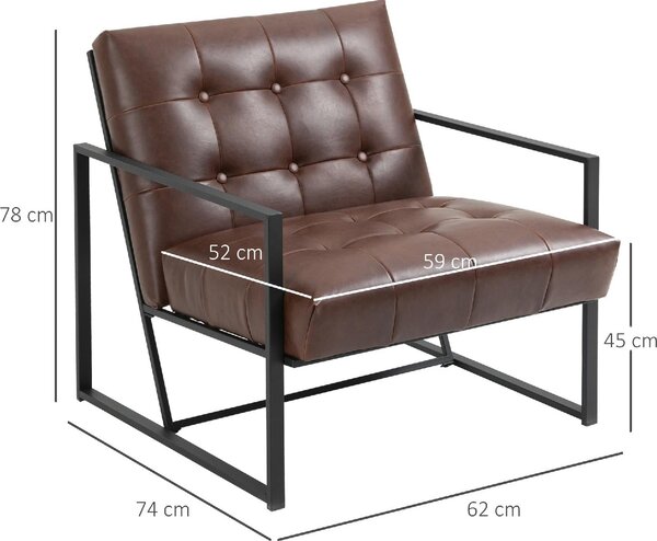 DecHome Poltrona Stile Industriale in Ecopelle Dimensioni 62x74x78 cm colore Marrone - Barcellona