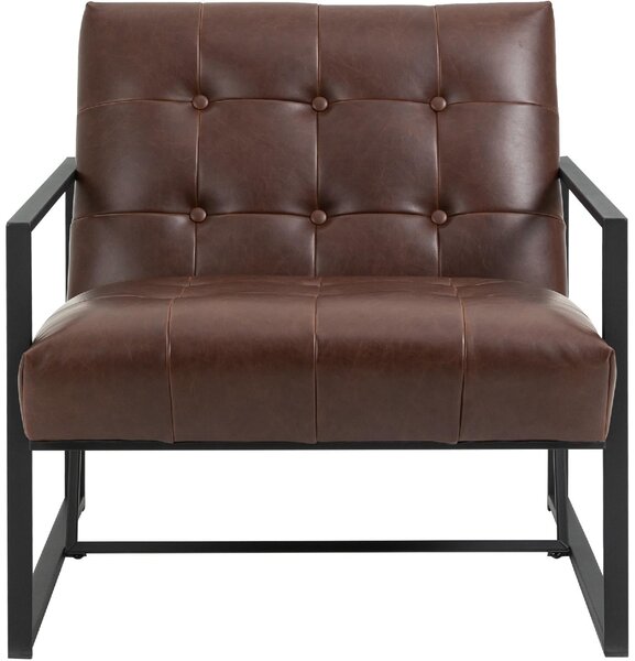 DecHome Poltrona Stile Industriale in Ecopelle Dimensioni 62x74x78 cm colore Marrone - Barcellona