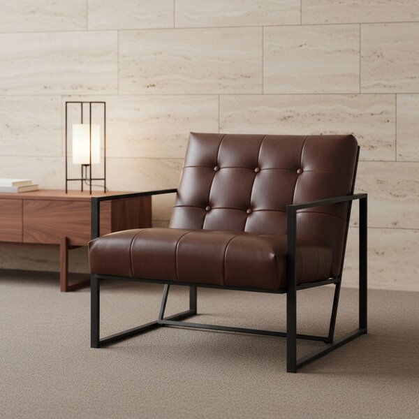 DecHome Poltrona Stile Industriale in Ecopelle Dimensioni 62x74x78 cm colore Marrone - Barcellona