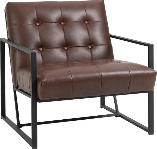 DecHome Poltrona Stile Industriale in Ecopelle Dimensioni 62x74x78 cm colore Marrone - Barcellona