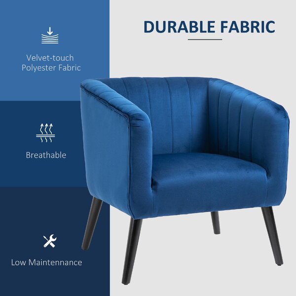 DecHome Poltrona Stile Scandinavo in Tessuto Velluto Dimensioni 71x49x94 cm colore Blu