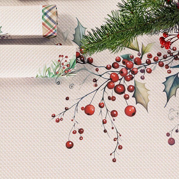 Tovaglia Da Cucina In Cotone Agrifoglio CM. 150X240 Caleffi Natale Caleffi