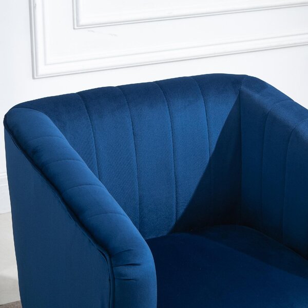 DecHome Poltrona Stile Scandinavo in Tessuto Velluto Dimensioni 71x49x94 cm colore Blu