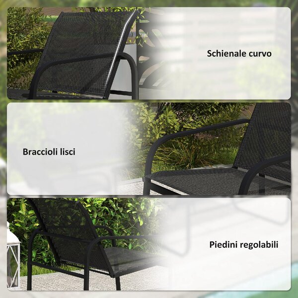 VivaGarden Salotto da Giardino con 2 Divano 2 Posti 2 Poltrone e Tavolino in Texteline colore Nero