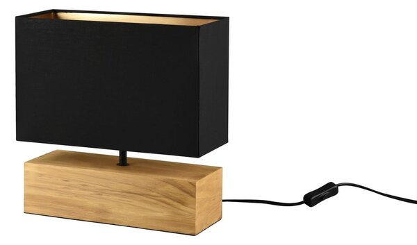 Lampada da tavolo nera/di colore naturale con paralume in tessuto (altezza totale 30 cm) Woody – Reality