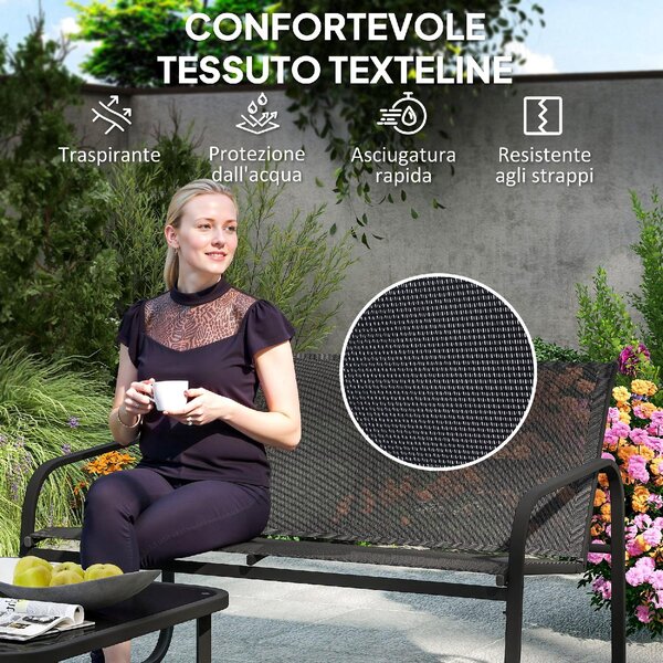 VivaGarden Salotto da Giardino con 2 Divano 2 Posti 2 Poltrone e Tavolino in Texteline colore Nero