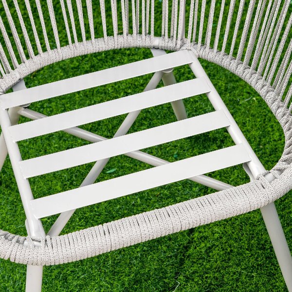 VivaGarden Salotto da Giardino con 2 Poltrone e Tavolino con Cuscini in Rattan PE colore Bianco Crema