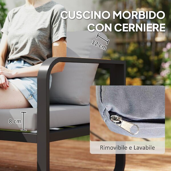 VivaGarden Salotto da Giardino con Divano Angolare e Tavolino con Cuscini colore Grigio/Nero