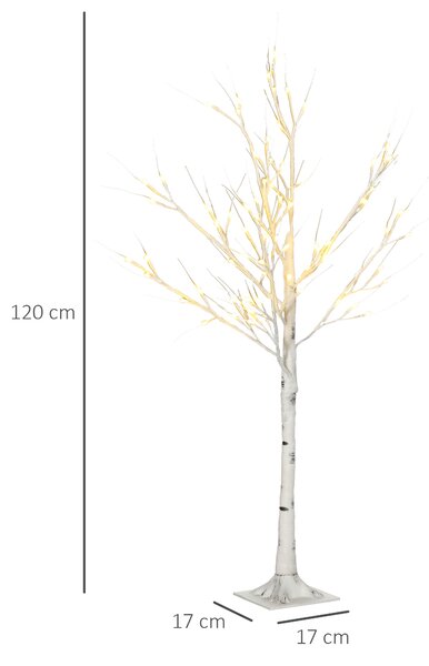 HOMCOM Albero di Natale Bianco Piccolo in PP e Metallo con 72 Luci LED per Interni ed Esterni, 17x17x120 cm|Aosom