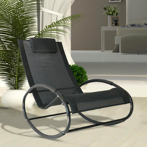 VivaGarden Sdraio a Dondolo da Giardino in Acciaio Dimensioni 105x62x88 cm colore Nero