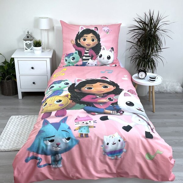 Biancheria da letto per bambini in cotone per letto singolo 140x200 cm Gabby's Dollhouse - Jerry Fabrics