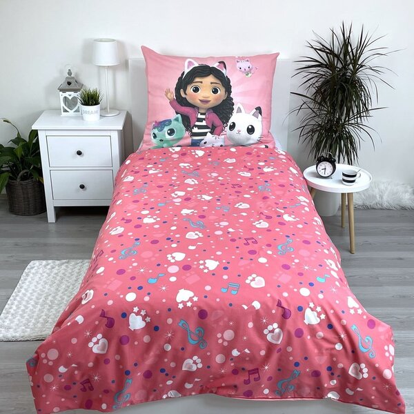 Biancheria da letto per bambini in cotone per letto singolo 140x200 cm Gabby's Dollhouse - Jerry Fabrics