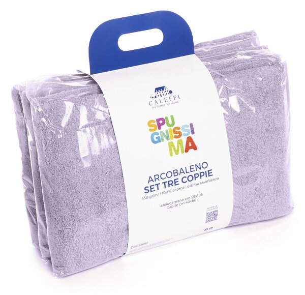 Set Asciugamani In Spugna In Cotone Spugna Standard Spugnissima Tinta Unita Lilla Caleffi