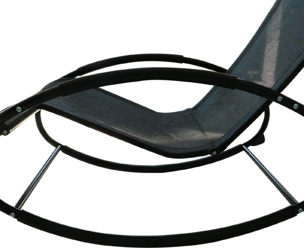 VivaGarden Sdraio a Dondolo da Giardino in Acciaio Dimensioni 105x62x88 cm colore Nero