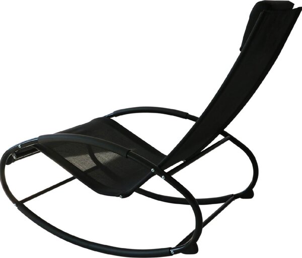 VivaGarden Sdraio a Dondolo da Giardino in Acciaio Dimensioni 105x62x88 cm colore Nero