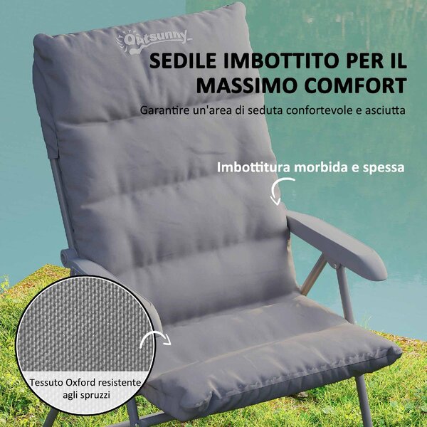 VivaGarden Sdraio da Giardino Pieghevole Schienale Reclinabile Dimensioni 66x58x105 cm colore Grigio Chiaro