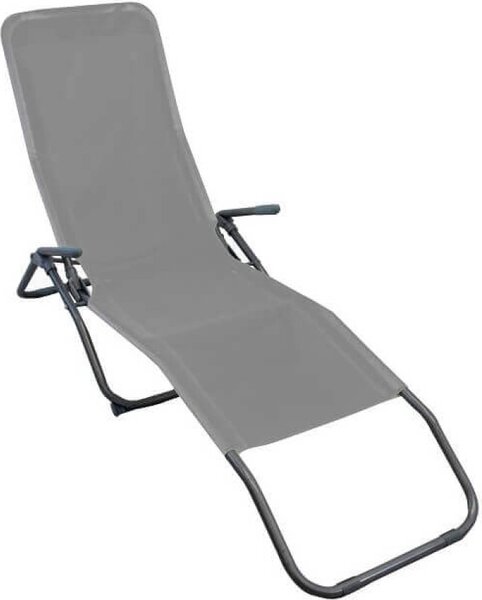 VivaGarden Sdraio da Giardino Chaise Longue con Poggiagambe in Acciaio e Textilene Dimensioni 143x59x97 cm colore Grigio - Samba