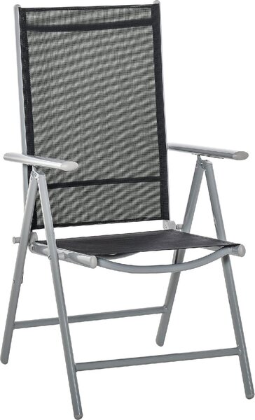 VivaGarden Sdraio da Giardino Pieghevole Schienale Reclinabile in Alluminio Dimensioni 65x55x107 cm colore Nero Argento